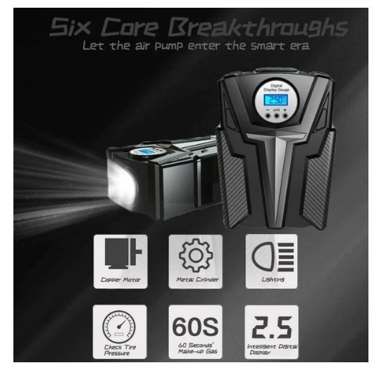 COMPRESOR DE AIRE LED DIGITAL 12V