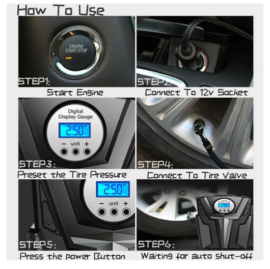 COMPRESOR DE AIRE LED DIGITAL 12V